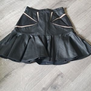 Three Floor Leather mesh cut out skirt